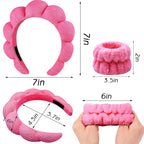 Zkptops 6Pcs Spa Headband for Washing Face Wristbands Set Women Bubble Makeup - Image 4
