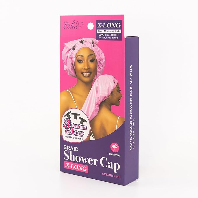 Esha Girl - Shower Cap for Extra Long Hair, Twists – Waterproof – Snug Fit - Image 8