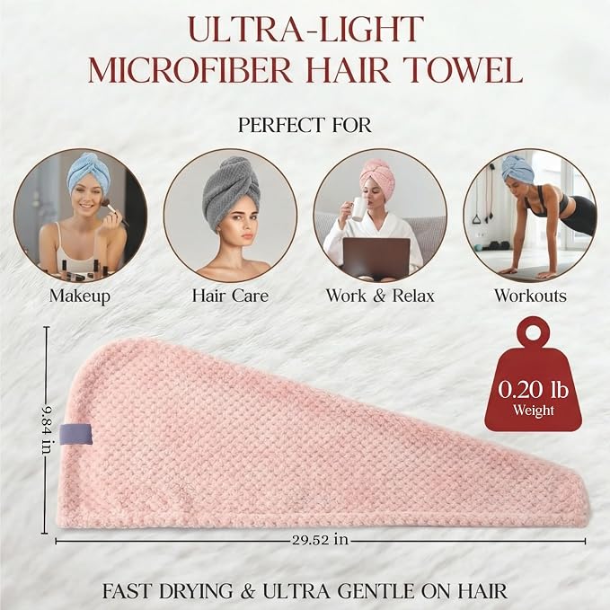 3 Pack Microfiber Hair Towel Wrap - Image 2