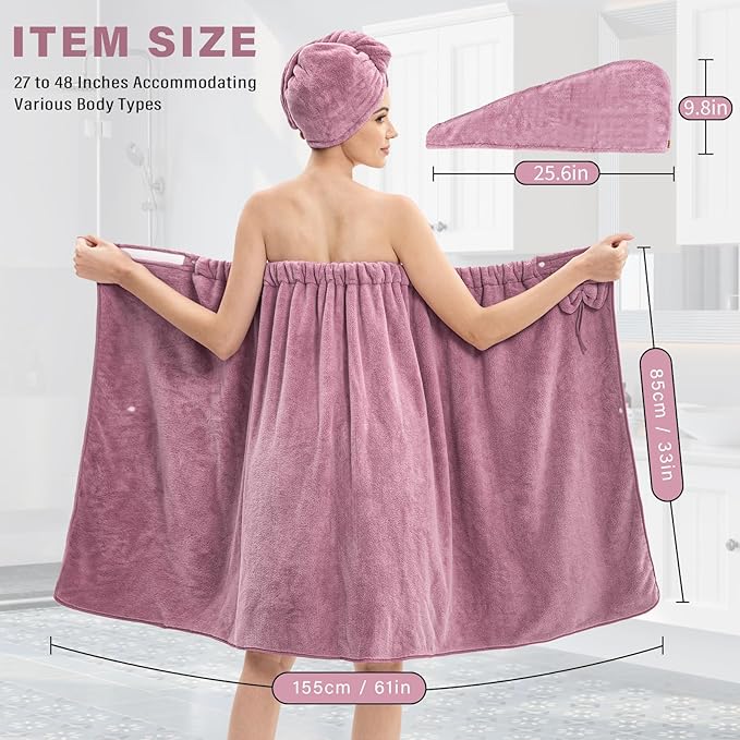 Bath Wrap Towels for Women – Adjustable Spa Shower Wrap - Image 2