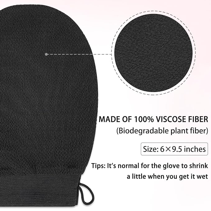2 Pack Black Exfoliating Glove – Viscose Fiber Exfoliating Body Scrubber - Image 2