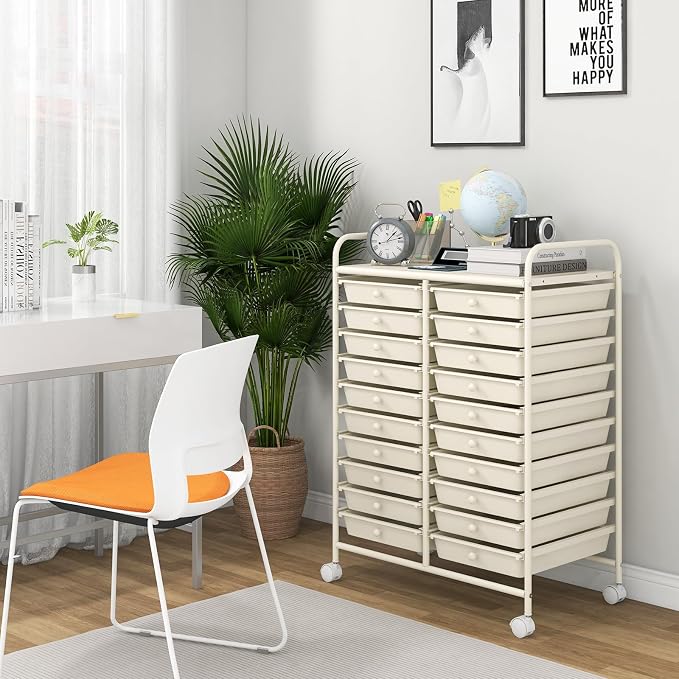Giantex 20 Drawers Rolling Cart, Mobile Storage Drawer Cart, Classroom Organizer - Image 9