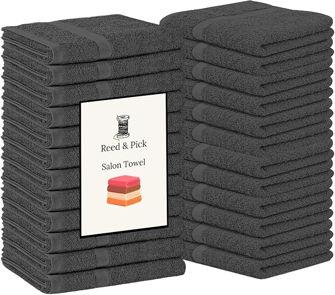 Reed&Pick 24 Pack Dark Grey Hand Towels 100% Cotton Spa Towels – 16x26 inches by Unknown