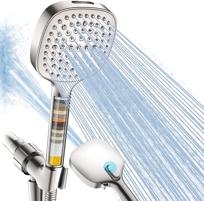 Filtered Shower Head with Handheld, High Pressure 7 Spray Showerhead with by Fitespot