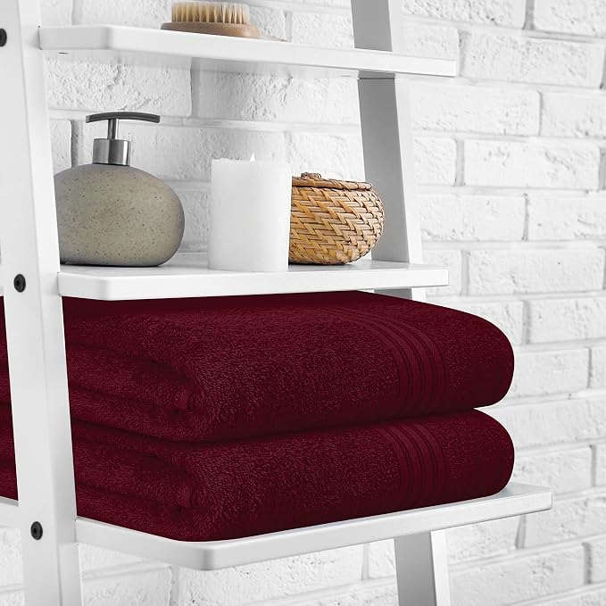 BOUTIQUO 100% Cotton 2 Pack Bath Towel Set 28x55, Eco-Friendly Large Bath Towels - Image 3