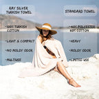 Ray Silver Turkish Beach Towel – 100% Cotton 40x71 Quick Dry Oversized Sand - Image 4