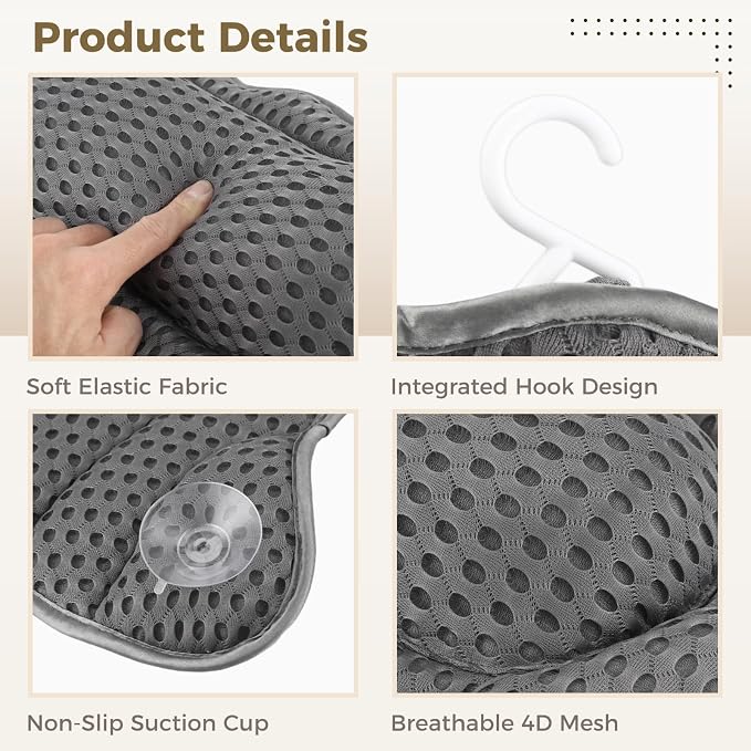 Joyibay Bath Pillow Ergonomic Luxury Bathtub Pillow - Image 4
