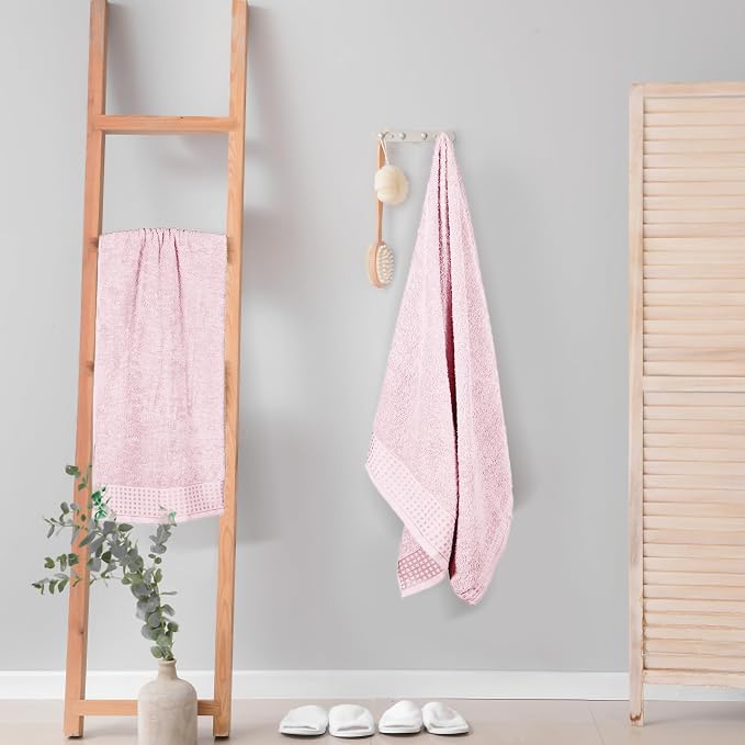 GLAMBURG 100% Cotton 2 Pack Oversized Bath Towel Set 28x55 Inches, Ultra Soft - Image 4