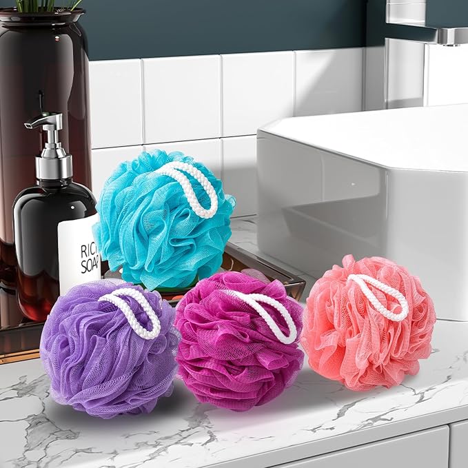 MTDLYICE Loofah for Women 75g 4 Pack, Bath Sponge Soft Mesh Shower Puff Loofah - Image 8
