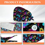 Adjustable Scrub Cap with Buttons & Sweatband, Working Hat with Elastic Tie Back - Image 2