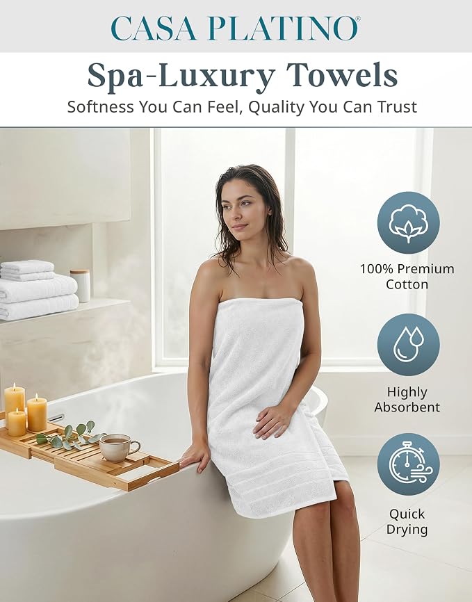 Casa Platino 100% Cotton Turkish Bath Towel Set 12 Pieces - Image 2