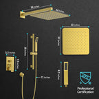 SR SUN RISE 12 Inch Brushed Gold Shower Faucet Set, Wall-Mount Adjustable - Image 5