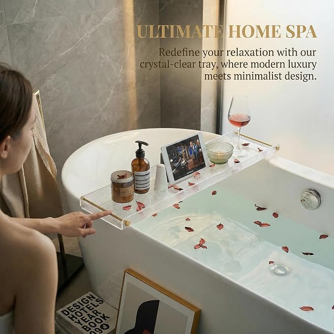 Bathtub Caddy Tray for Luxury Bathroom Bath tub Table Caddy Tray Shelf for - Image 3
