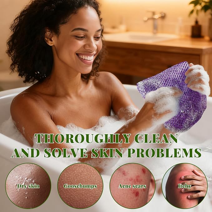African Net Sponge Authentic, 3 Pieces Exfoliating Scrubber Bath Sponge - Image 3