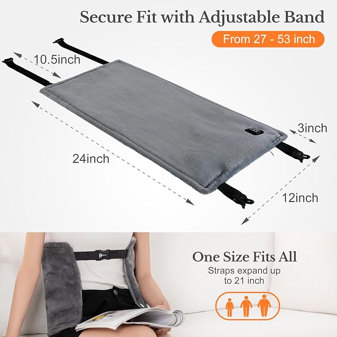 Cordless Heating Pad for Back Pain Relief & Cramps, Battery Operated, 3 Heat - Image 5