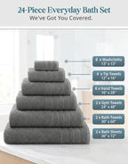 100% Cotton Bath Towels Set of 24 – 2 Bath Sheets, 2 Large Bath Towel, 2 Gym - Image 3
