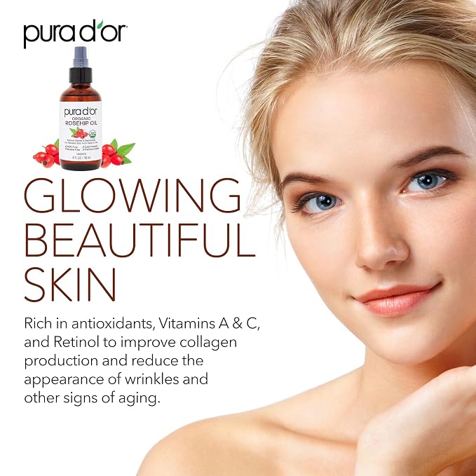 PURA D'OR 4 Oz ORGANIC Rosehip Seed Oil - Image 5