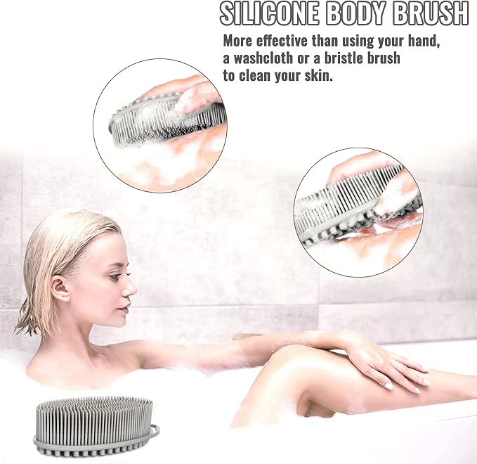 Set of 3 Silicone Body Scrubber Loofah Soft Exfoliating Body Bath Shower - Image 7