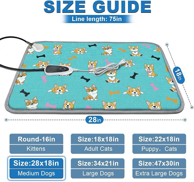 GOLOPET Dog Heating Pad 28×18 in Waterproof Heated Dog Bed, Smart Thermostat - Image 2
