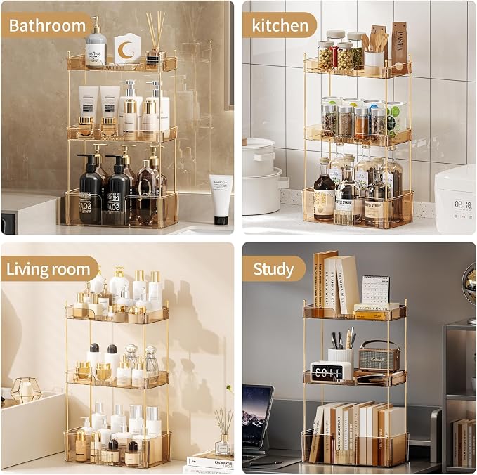 Akinbas 3 Tier Bathroom Organizer Countertop Makeup Perfume Tray Skincare - Image 5