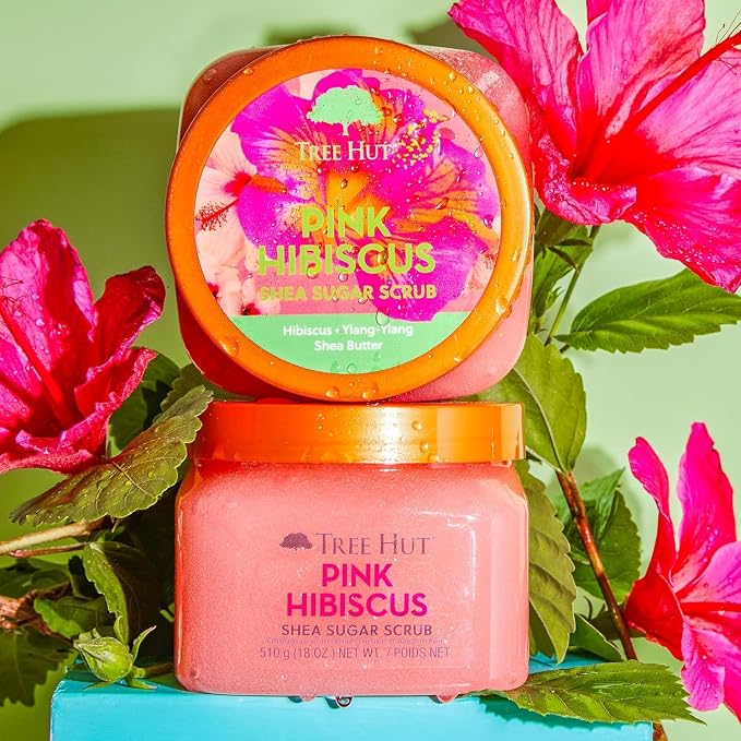 Tree Hut Pink Hibiscus Shea Sugar Scrub, Mothers Day Gifts, Exfoliating - Image 4