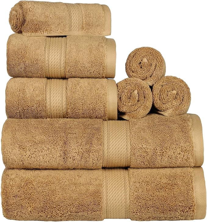 SUPERIOR Egyptian Cotton Pile 8 Piece Towel Set, Includes 2 Bath, 2 Hand - Image 2