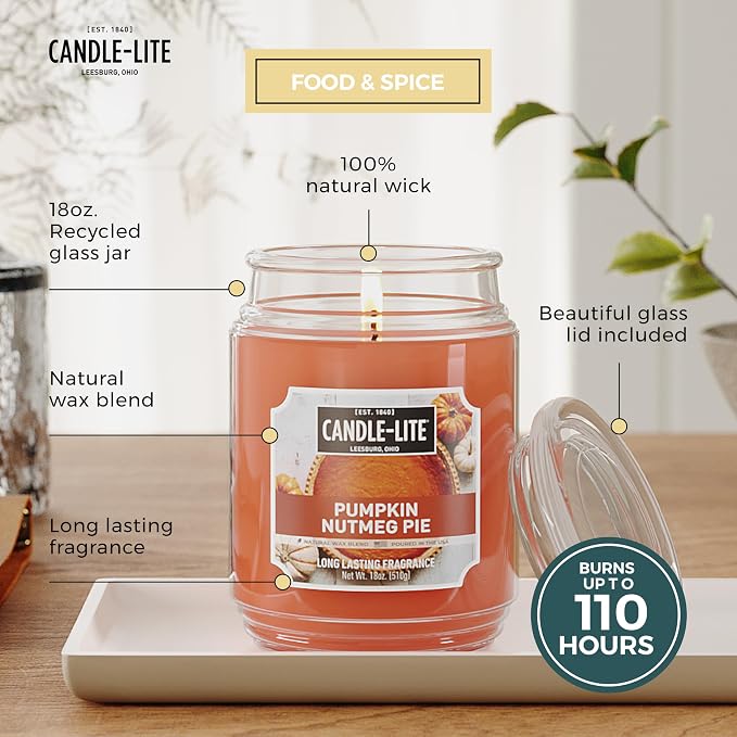 Candle-lite Halloween Scented Candles, Pumpkin Nutmeg Pie, 18 oz Jar, Proudly - Image 3
