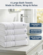 LANE LINEN 100% Cotton 4 Pack Bath Towels - Image 3