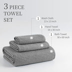 MICROFI Microfiber Waffle Bath Towels, 3 Pieces, Fast Drying, Lint Free - Image 3