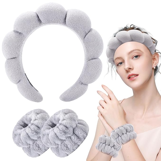 Zkptops Spa Headband for Washing Face Wristband Set Sponge Makeup Skincare - Image 8