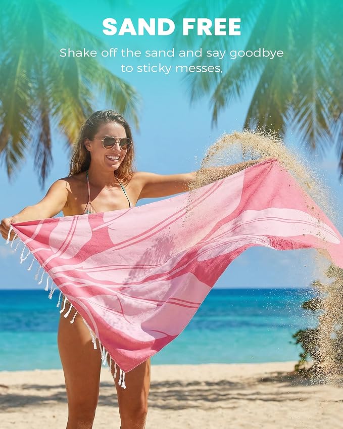 Antfuny 2 Pack Turkish Beach Towel Quick Dry Absorbent Lightweight Thin - Image 3