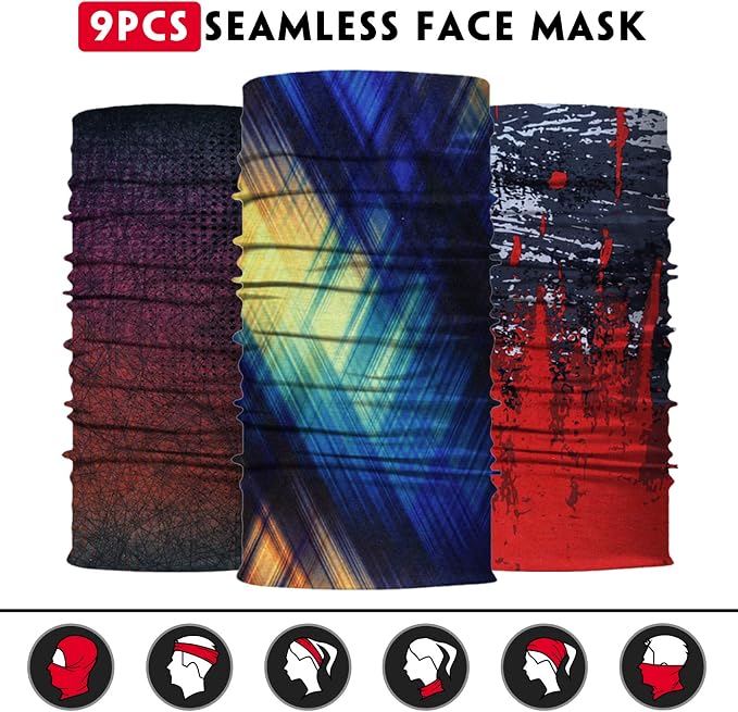 Venswell Neck Gaiter Face Mask Men Women, Seamless Bandana Rave Face Cover - Image 4