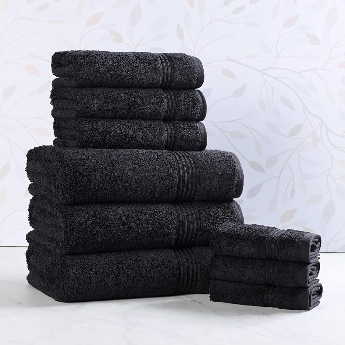 Superior Egyptian Cotton 9-Piece Towel Set, Guest Bath Decor Essentials by SUPERIOR