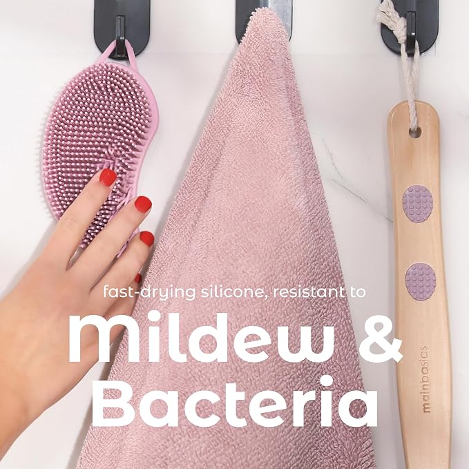 MainBasics Silicone Body Scrubber Dual-Sided Shower Loofah and Massaging Nodes - Image 7