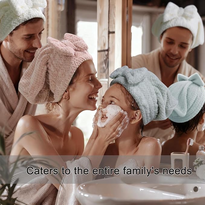 Jseng 3PC Microfiber Hair Towel Caps, Extreme Soft & Ultra Absorbent, Fast - Image 3