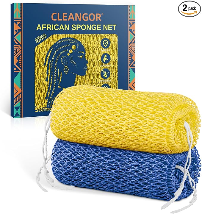 Cleangor 2Pcs African Net Sponge Authentic by Cleangor