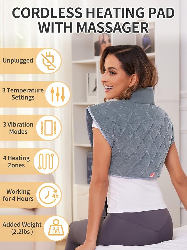 Vofuoti Heating Pad for Neck and Shoulders, Portable Cordless Heating Pad - Image 2