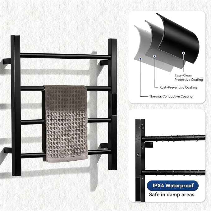 Heated Towel Racks for Bathroom, Hot Towel Warmer 4 Bars - Image 2