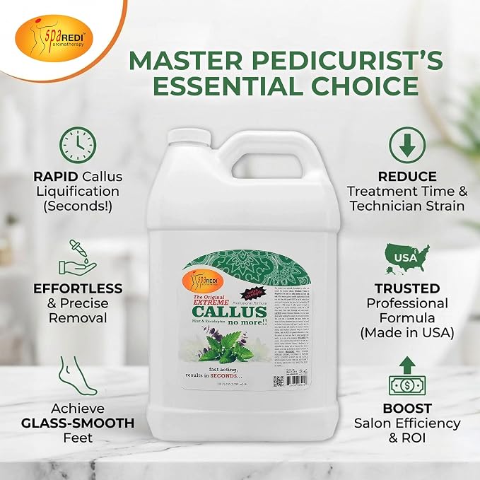 SPA REDI - Callus Remover for Feet Gel, Mint and Eucalyptus, 128 Oz - - Image 7