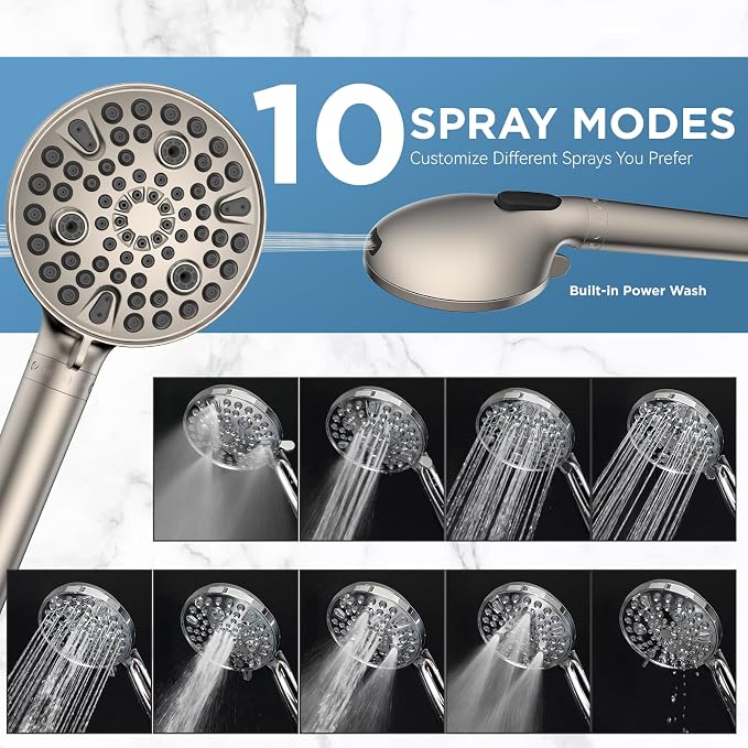 MakeFit Dual Filtered Rain Shower Head Combo, High Pressure Handheld Shower Head - Image 7