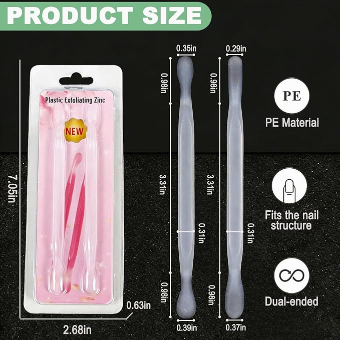 2Pcs Plastic Cuticle Pusher, Dual-end Dead Skin Nail Pusher, Gentle Plastic - Image 6