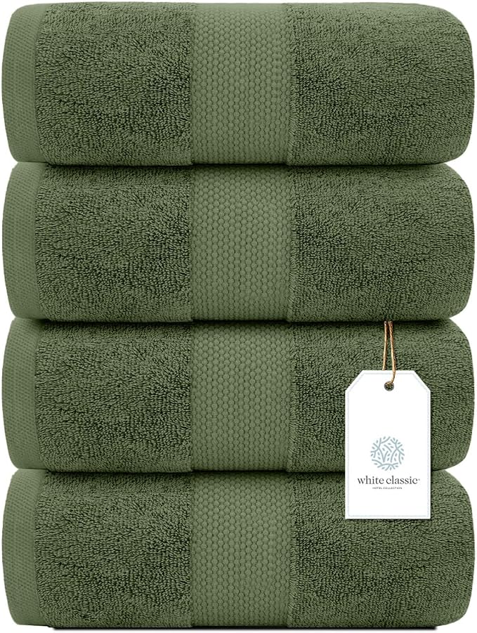 White Classic Luxury 4-Piece Large Bathroom Towel Set - Image 2