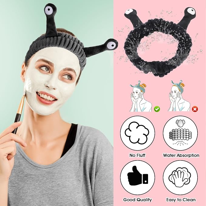 WLLHYF Spa Headband Facial Makeup Head Band Microfiber Soft Coral Fleece Head - Image 4