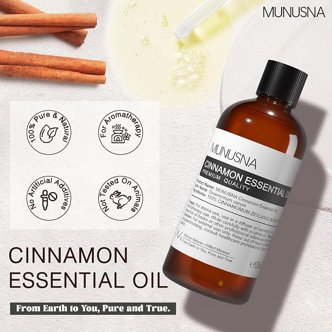Cinnamon Essential Oil 100ML, 100% Pure Natural Cinnamon Oil Premium Grade - Image 2