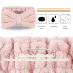 3 Pieces Makeup Headband with Bow Spa Headband - Image 3