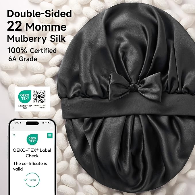 Double-Sided 22 Momme 100% Real Mulberry Silk Bonnet - Image 2
