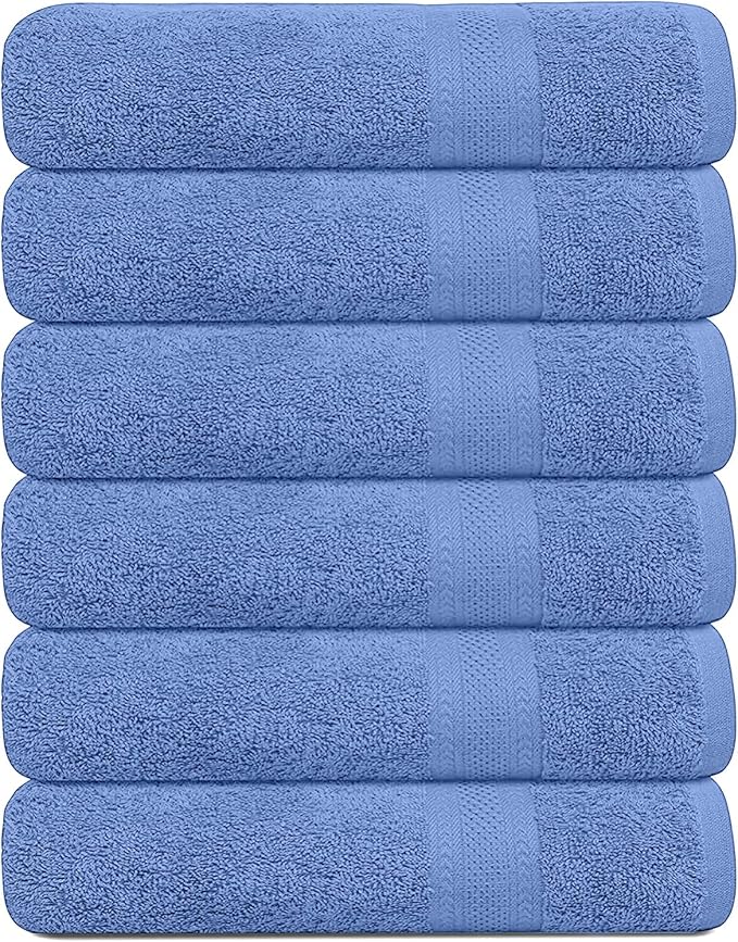 KAHAF COLLECTION 100% Cotton Bath Towels, 24x48 Pack of 6 Towels, Quick Dry by KAHAF+COLLECTION