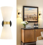 Indoor Wall Sconces, HWH Hardwired Black and Gold Bathroom Sconces Wall Lighting - Image 9