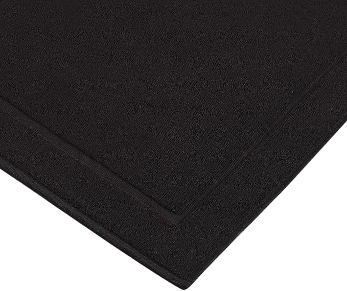 Hawmam Linen Black Bath Mats, 21 x 34 inches, Banded Design, Highly Absorbent - Image 6