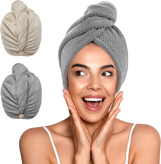 YFONG 2 Pack Microfiber Hair Towel Wrap by YFONG